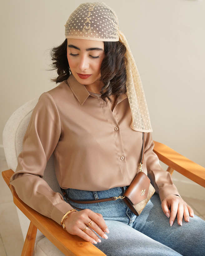 شومیز بیسیک یقه مردونه جنس ساتن زارا